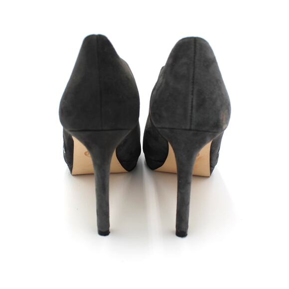 Michael Kors Booties Womens 9.5 Gray Suede High Heel Ankle Boots Zip Logo Lock - Picture 4 of 12